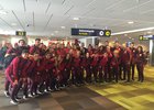 Llegada del Atlético de Madrid Femenino a Suecia